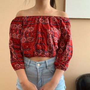 cropped off the shoulder top